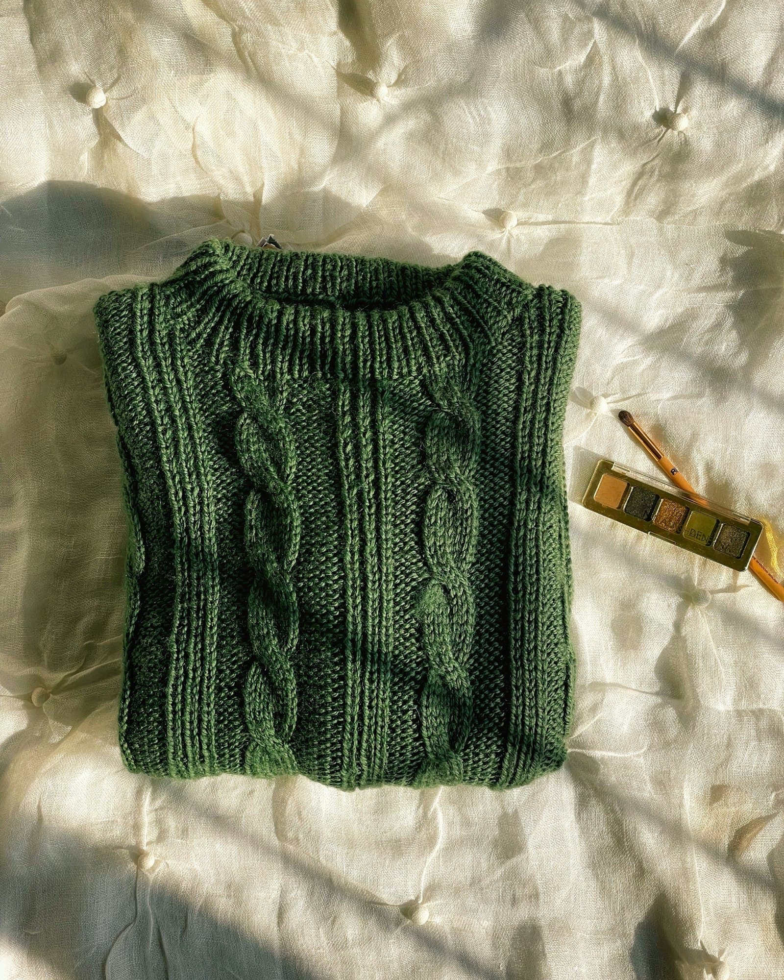 Áo len Merino cổ tròn xanh rêu