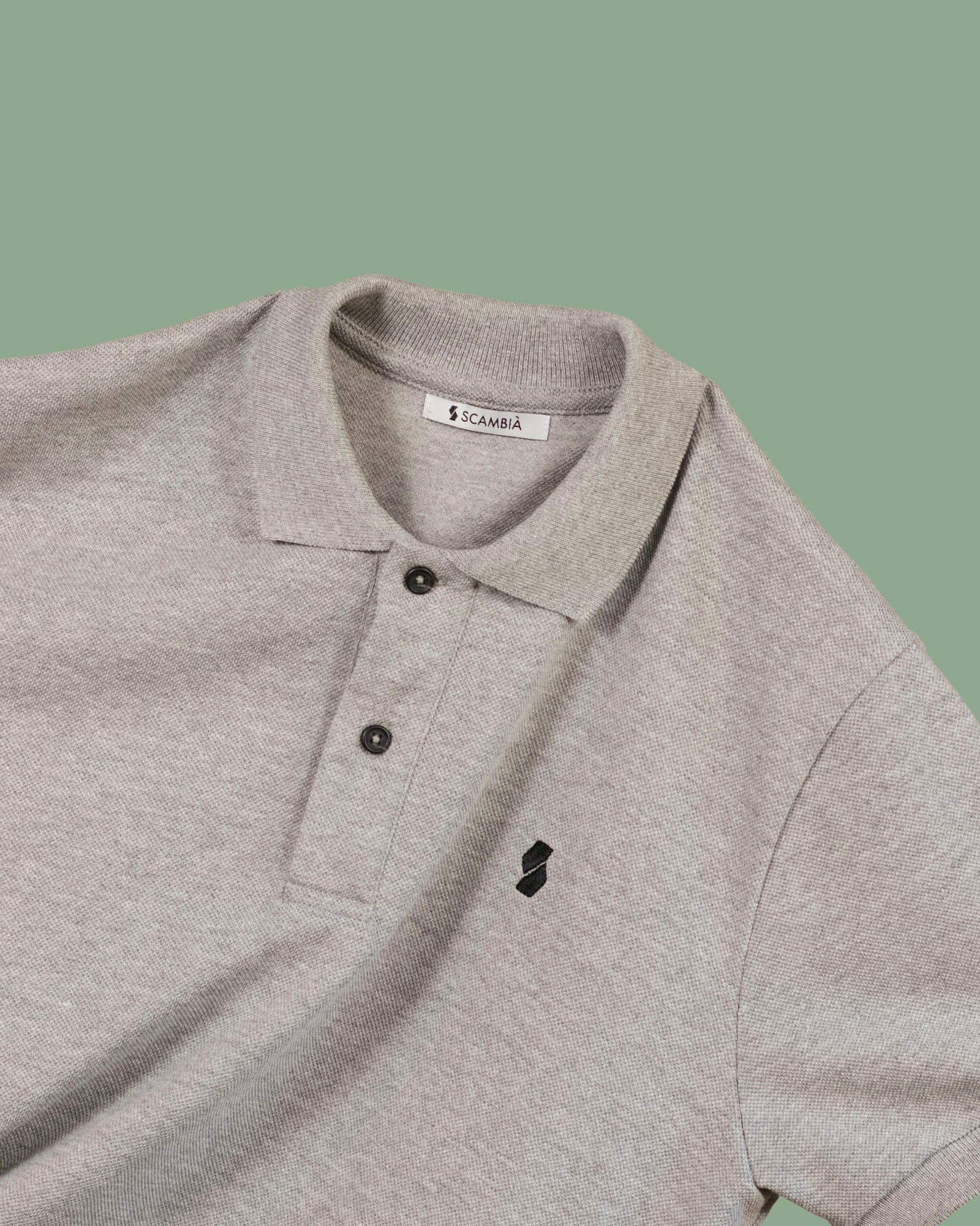 Polo dệt kim cotton màu camel