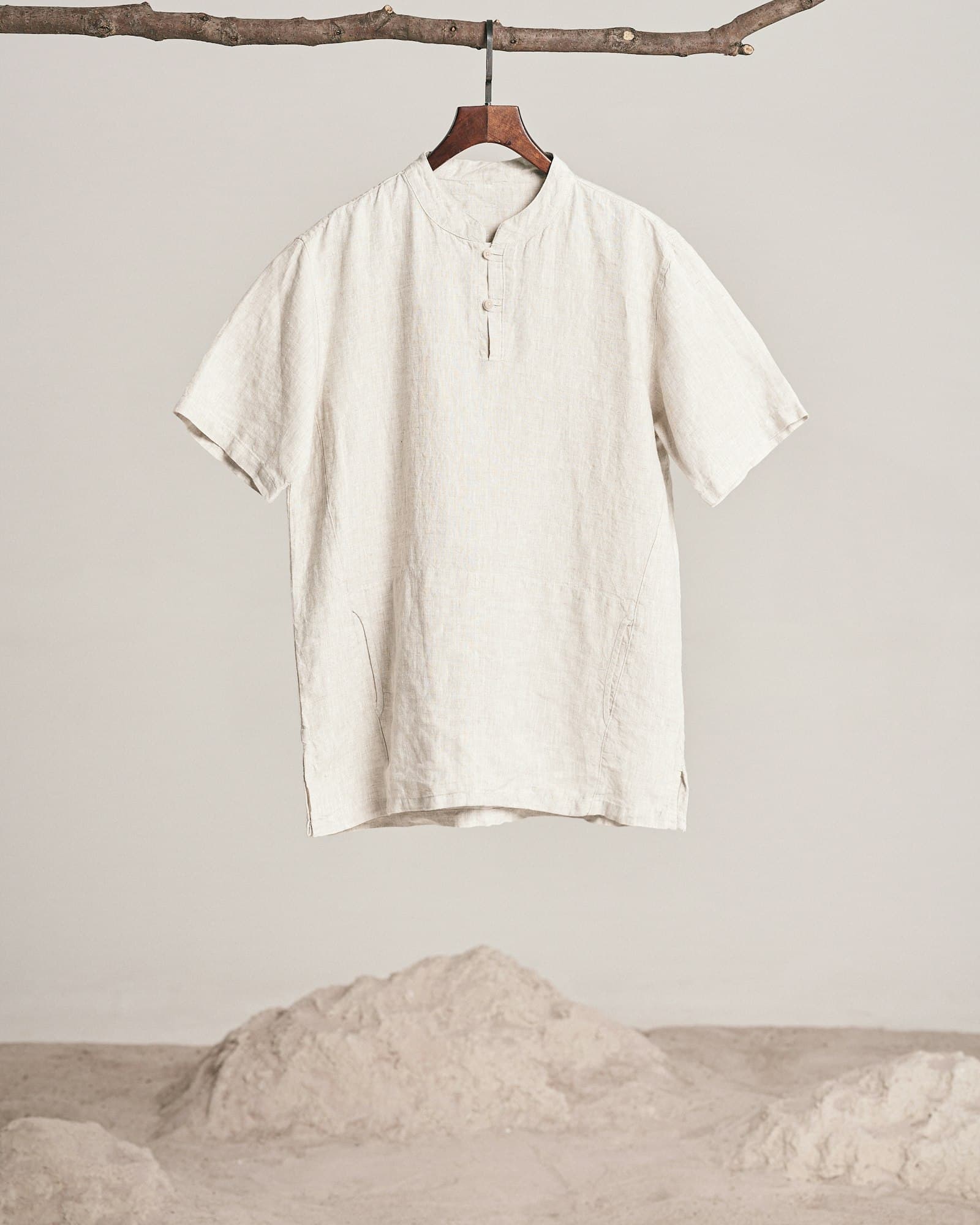 Sơ mi linen cổ Cuba trắng ngà